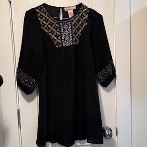 Flying Tomato Black Tunic with Colorful Embroidery